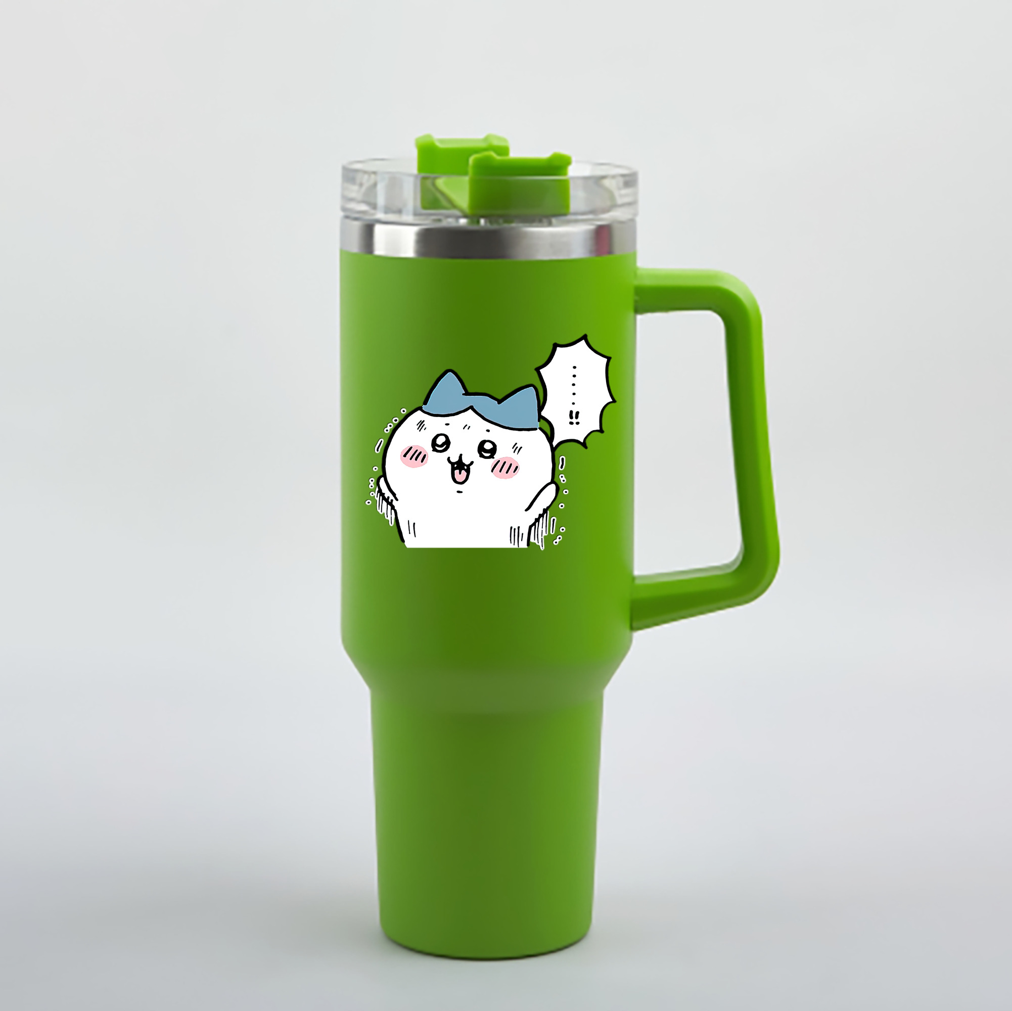 （画像用） ちいかわ ハチワレ Chii-kawa hachiware 1200mL車用タンブラー - クリスタルステッカー（プラスチックストロー付き）